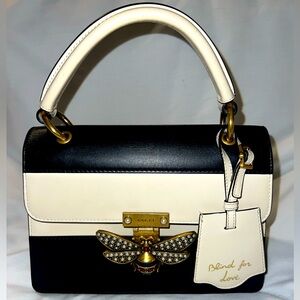 GUCCI Shoulder Bag Queen Margaret Bee Ivory and Navy Blue